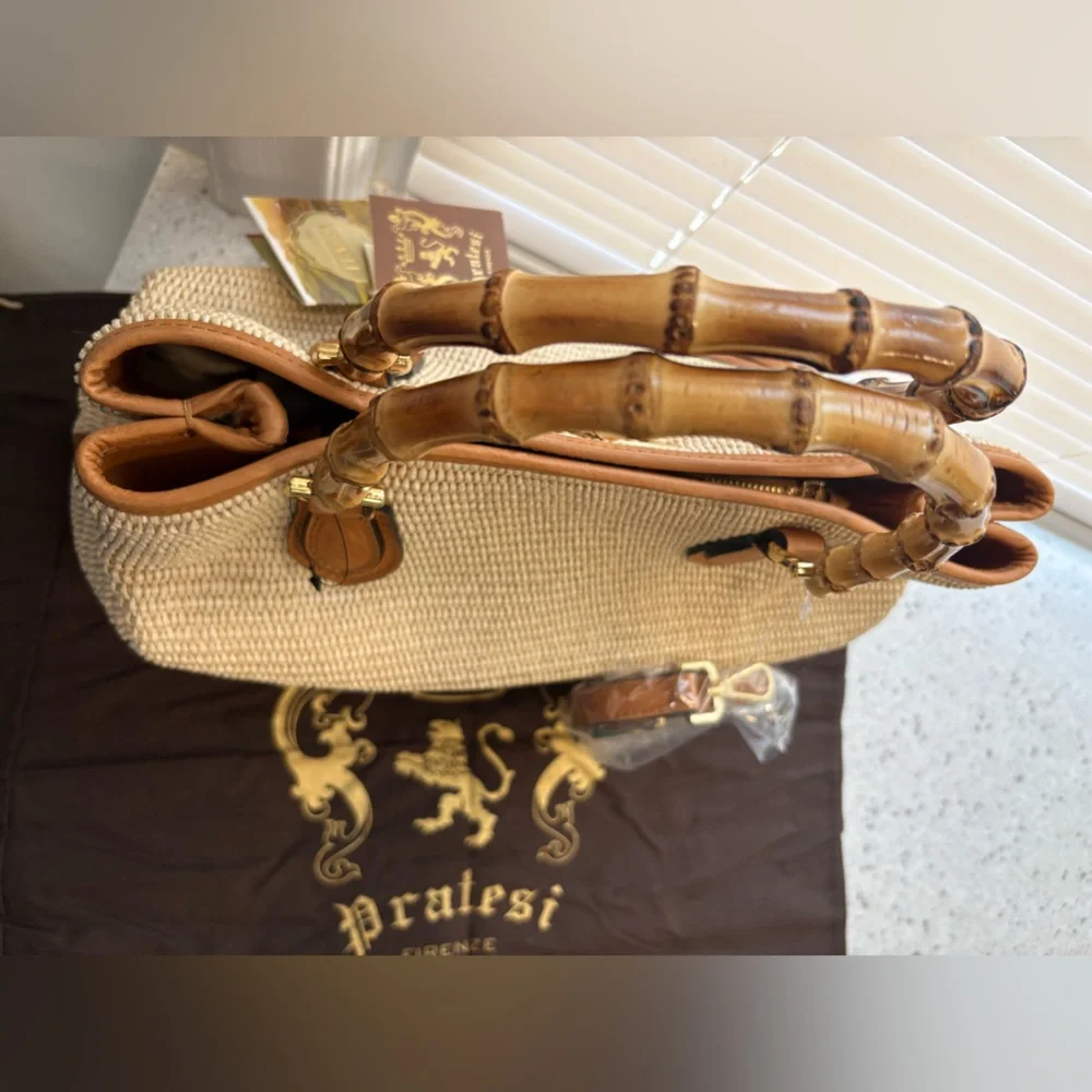PRATESI Sarteano Shoulder Bag Bamboo Handle S291/PCE - Summer Brown